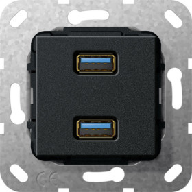 Gira S-55 Черный матовый Разъем USB 3.0 A 2 местн.