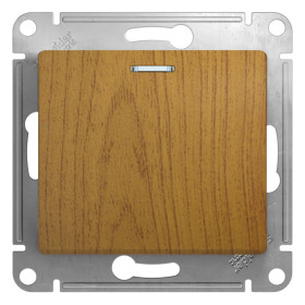 Systeme Electric Glossa Дерево Дуб Переключатель 1-клавишный с подсветкой, сх.6а