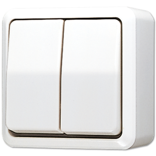 Выключатель для накладного монтажа сдвоенный, белый