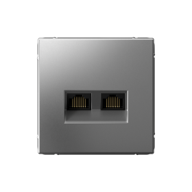 Systeme Electric ArtGallery Сталь Розетка двойная компьютерная RJ45+RJ45, кат. 5е, механизм