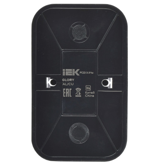 GLORY Роз. 2-я с з/к без з/ш о/у 16А РС22-3-ХЧм черн. м. IEK