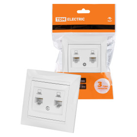 TDM Розетка компьютерная двойная RJ45 белая 