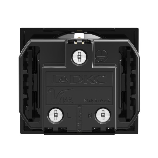 Розетка силовая 2Р+Е, со шторками, Viva, 2 мод., цвет черный