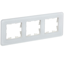 IEK BRITE DECOR Белый матовый стекло скругл.угол Рамка 3-м РУ-3-2-Бр RE