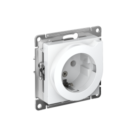 Systeme Electric AtlasDesign Бел Розетка с/з со шторками с выталк., 16А, механизм