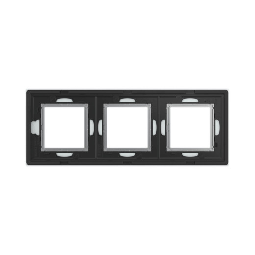 Рамка из натурального стекла 3 поста (6 мод.), Avanti, светло-серая