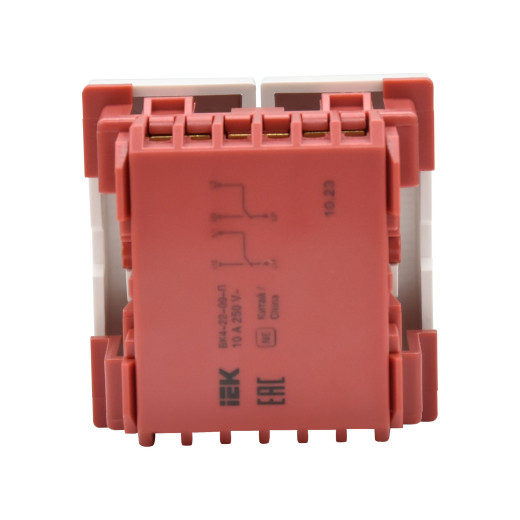 ВК4-22-00-П Выключатель проходной (переключатель) двухклавишный (на 2 модуля) ПРАЙМЕР белый IEK