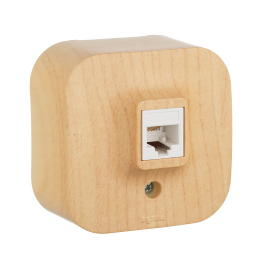 Розетка телефонная RJ11 - Legrand Quteo - IP20 накладной монтаж - дерево