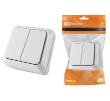 TDM Выключатель 2-кл. открытой установки IP20 10А, белый 