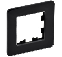 IEK BRITE DECOR Черный матовый стекло скругл.угол Рамка 1-мест. РУ-1-2-Бр RE