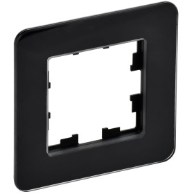 IEK BRITE DECOR Черный матовый стекло скругл.угол Рамка 1-мест. РУ-1-2-Бр RE