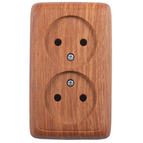 Hegel Альфа наруж Дуб РА16-143-05 Розетка двойная с изол. пластиной (250В, 16А)