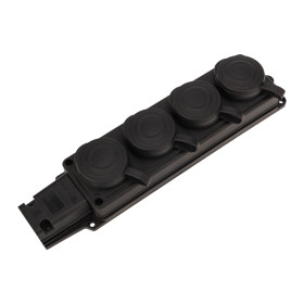 PROconnect Розетка (колодка) штепсельная четырехместная влагозащищенная 2P+PE 230V, 16 А, IP44 каучук