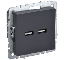 IEK BRITE BASE Графит Розетка USB A+A 3,1А РЮ10-1-БрГ