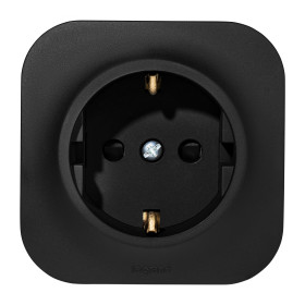 Legrand Quteo IP20 Чёрный матовый Розетка с заземлением со шторками  16А 250В винтовые зажимы накладной монтаж.
