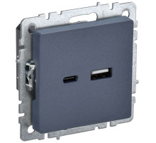 IEK BRITE BASE Маренго Розетка USB A+C 18Вт РЮ11-1-БрМ