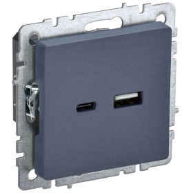 IEK BRITE BASE Маренго Розетка USB A+C 18Вт РЮ11-1-БрМ