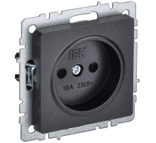 IEK BRITE BASE Черный Розетка без з/к с з/ш 10А РСш10-2-БрЧ