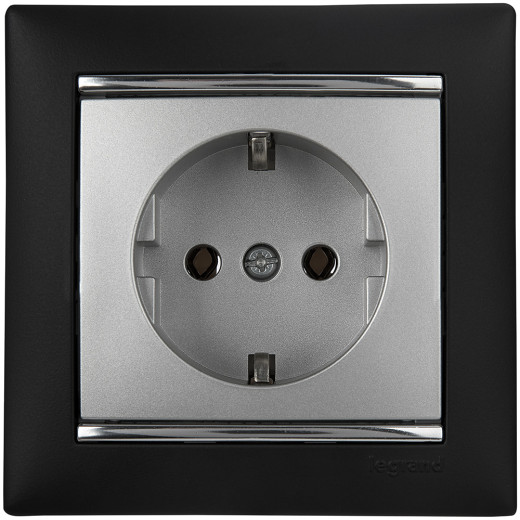 Розетка с заземлением - Legrand Valena - без шторок 16А 250В винтовые зажимы - алюминий