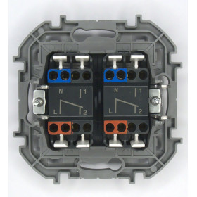 Legrand/Daccord INSPIRIA Алюминий Переключатель двухклавишный с подсветкой 10 AX - 250 В.