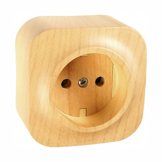 Розетка без заземления - Legrand Quteo - без шторок IP20 16А 250В винтовые зажимы накладной монтаж - дерево
