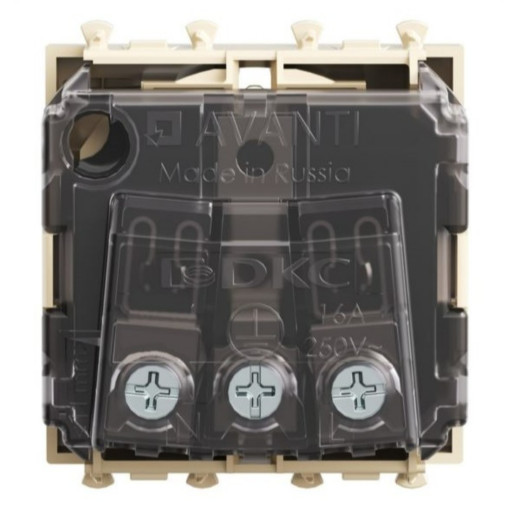 Розетка модульная, 2P+E, с з/ш, Avanti, ванильная дымка, 2 модуля