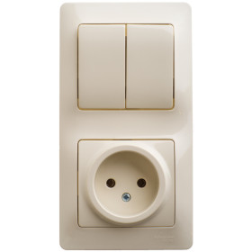 Systeme Electric Glossa Беж Блок: розетка и 2-кл. выключатель