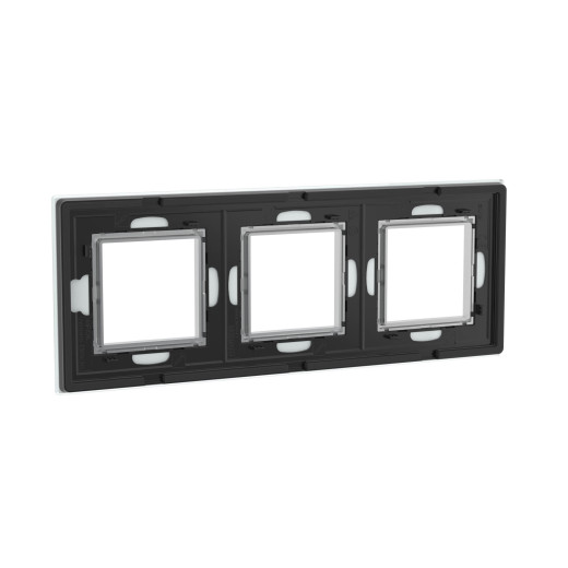 Рамка из натурального стекла 3 поста (6 мод.), Avanti, светло-серая