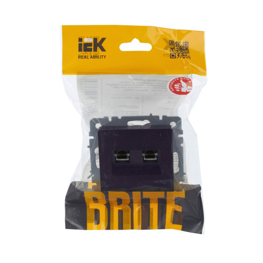 BRITE Роз. комп. 2-ая RJ45 кат.5E РК10-2-БрЧ черн. IEK