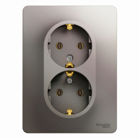 Systeme Electric Glossa Платина Розетка 2-ая с/з (в сборе)