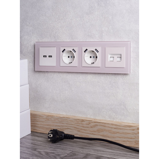 BRITE Рамка 4-мест. РУ-4-2-Бр стекло розовый матовый IEK