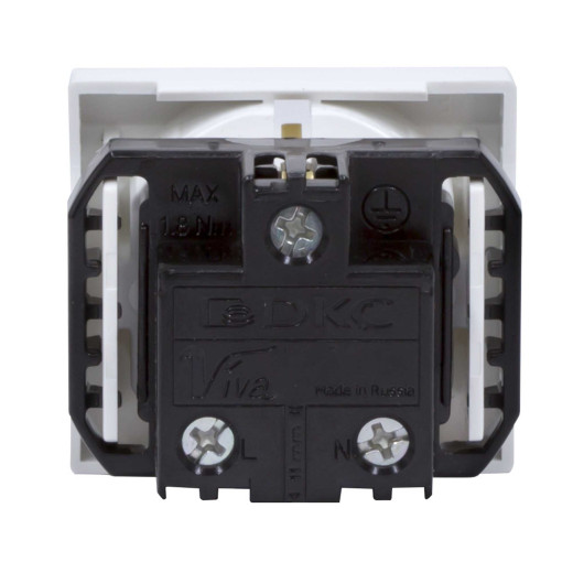 Розетка силовая 2Р+Е, со шторками, Viva, 2 мод., цвет белый