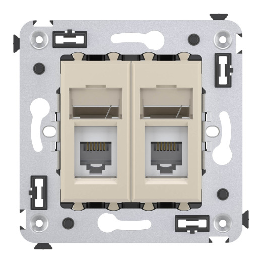 Телефонная розетка RJ-12 в стену двойная, Avanti, ванильная дымка