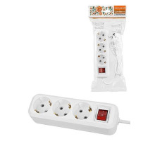 TDM Удлинитель 3 гнезда, 1,5 метра, с/з, выкл., 16 А, 3680 Вт, белый, НАРОДНЫЙ У1-33058