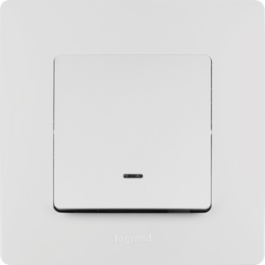 Выключатель одноклавишный с подсветкой/индикацией - Legrand Etika - 10А 250В безвинтовые зажимы - белый