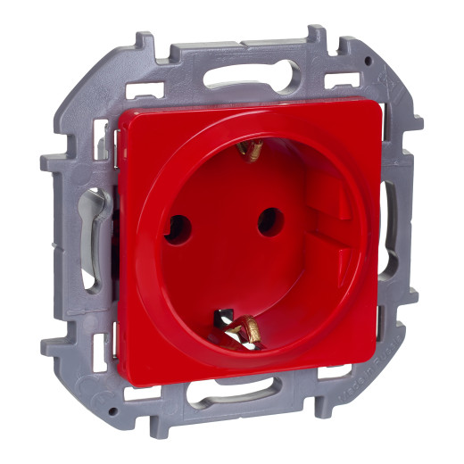 Розетка с заземлением - Legrand/Daccord Inspiria - со шторками 16А 250В винтовые зажимы - красный