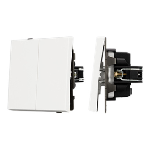 Механизм выключателя двухклавишный непроходной SWT-TENDO-MK02-SFPL-WH (230V, 10A) (Arlight, Матовый белый)