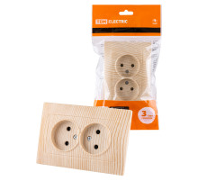 TDM Розетка двойная 2П 10А 250В с защ. шт. сосна 