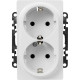 Valena LIFE.Силовая розетка двойная 2х2К+З 16А 250В с лицевой панелью.Безвинтовые зажимы.Белая