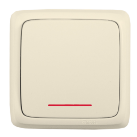 Hegel Альфа наруж Слоновая кость ВА10-114-01 Выключатель 1-клавишный с индикацией, с изол. пластиной