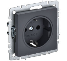 IEK BRITE BASE Графит Розетка 1-м с/з с защ. штор. 16А РС14-1-0-БрГ