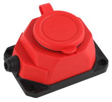 ЭРА Колодка K-1e-RED-IP44 каучуковая с заземлением 1 розетка 16A IP44 красная