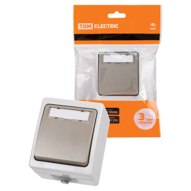 TDM Кнопка звонковая с полем для надписи IP54 6A серая 