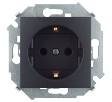 Simon 15 Графит Розетка с/з 2P+E, 16А, 250В, винт. зажим