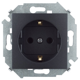 Simon 15 Графит Розетка с/з 2P+E, 16А, 250В, винт. зажим