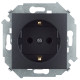 Розетка с заземлением 2P+E, 16А, 250В, винт. зажим, графит