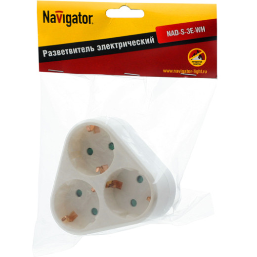 Разветвитель Navigator 94 693 NAD-S-3E-WH 3 гн. (треугольник) с/з