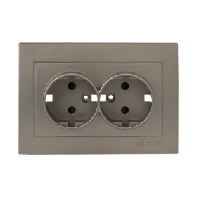 EKF PROxima Валенсия лицевая панель розетки 2-местной с/з 16А кашемир с защ. штор..