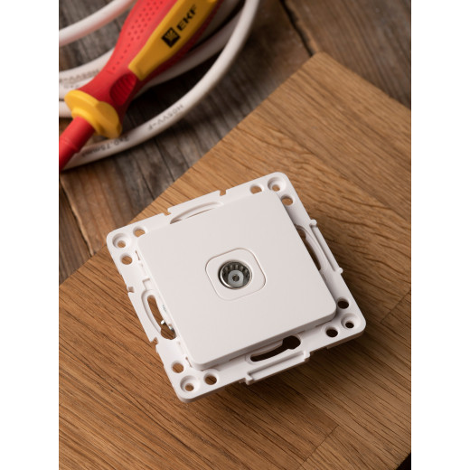 Стокгольм Механизм Розетки TV 1-местной 75Ом 5-862МГц винтовые клеммы белый EKF PROxima