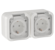 TORS Розетка 2-ая с з/к кр. гориз. 16А IP55 TS322 белый IEK